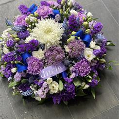 Purple Lilac and White Posy Arrangement with sash