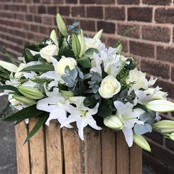 White Lily &amp; Rose Casket Spray